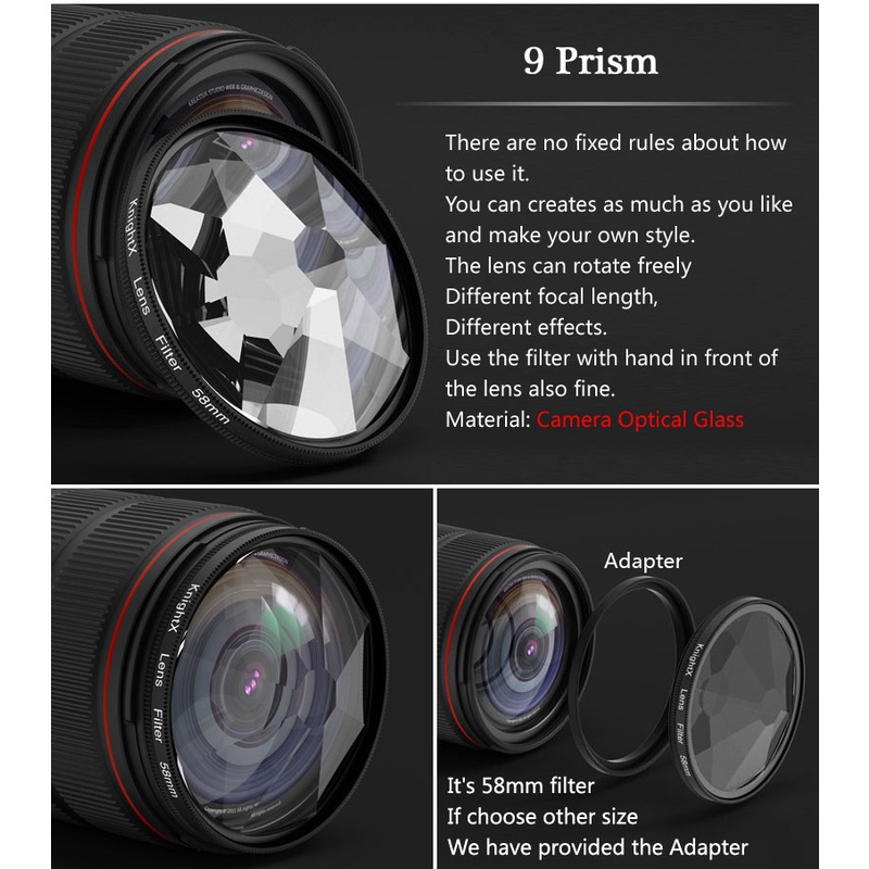 Lăng Kính Vạn Hoa 49mm-77mm Cho Máy Ảnh DSLR
