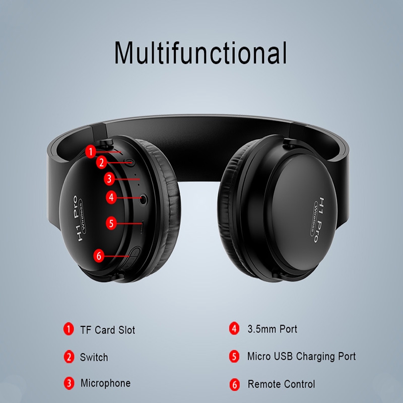 Pulierde Original H1 Pro Bluetooth 5.0 Headphones HIFI Stereo Wireless Over ear Noise Cancellation