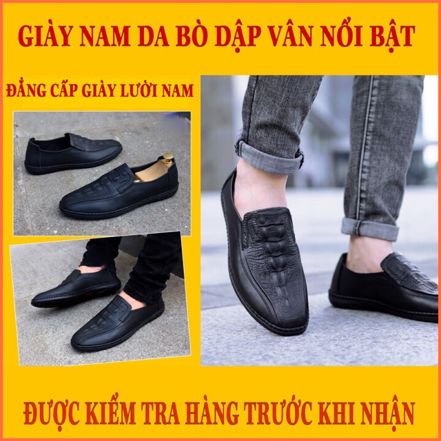 [Xả Hàng Lẻ Size]Giày lười nam cao cấp GT338 da bò mềm mại đế cao su êm ái phong cách hiện đại bảo hành 1 năm