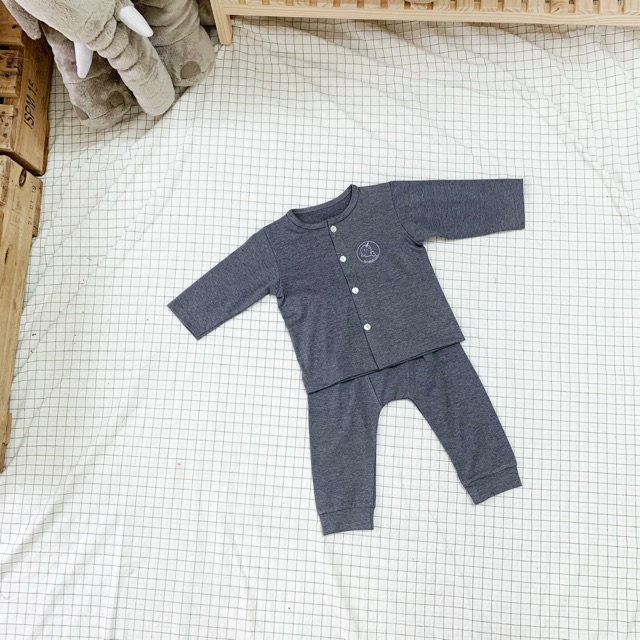 [3 kiểu dáng] Bộ quần áo trẻ em Bama Babi Basic 100% cotton cao cấp màu Ghi