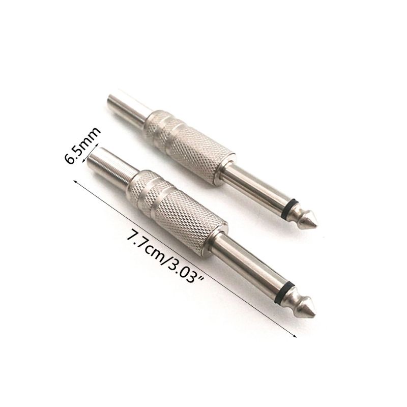 Set 10 Đầu Nối Dây Cáp Mono o Jack 6.35mm 1 / 4 "Bằng Kim Loại