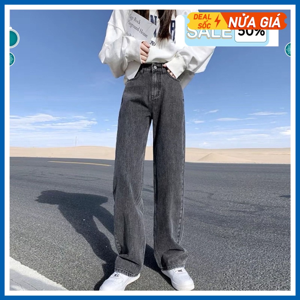 Quần jean nữ ống rộng quần bò nữ lưng cao ống suông đứng  phong cách Hàn Quốc Ullzang thời trang đường phố 4 mùa | BigBuy360 - bigbuy360.vn