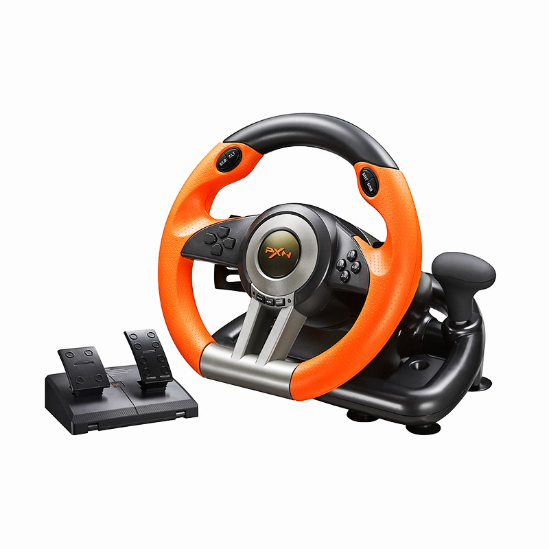 Vô lăng chơi game PXN V3II Pro Racing Wheel cho PC / Playstation 4 ( Quay 180 độ , có rung , có cần số , 6 Platform...)