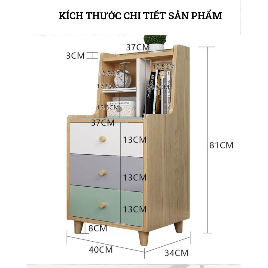 Táp đầu giường decor phòng ngủ có tủ ngăn kéo đựng đồ tiết kiệm diện tích &giá sách siêu xinh phong cách Bắc Âu