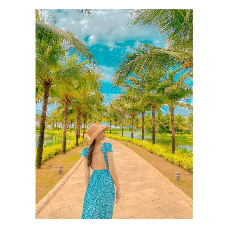 Đầm Váy Maxi Đi Biển Hở Lưng Có Săn