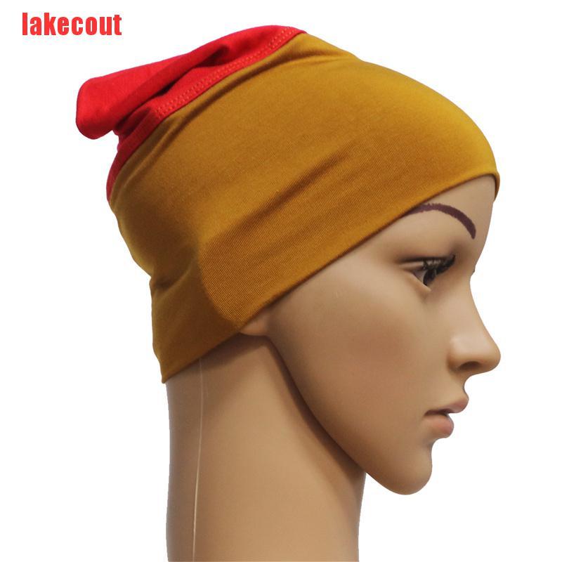 {lakecout}Muslim cross bottoming cap head hot drilling lace turban Muslim contrast color modal cap BZT