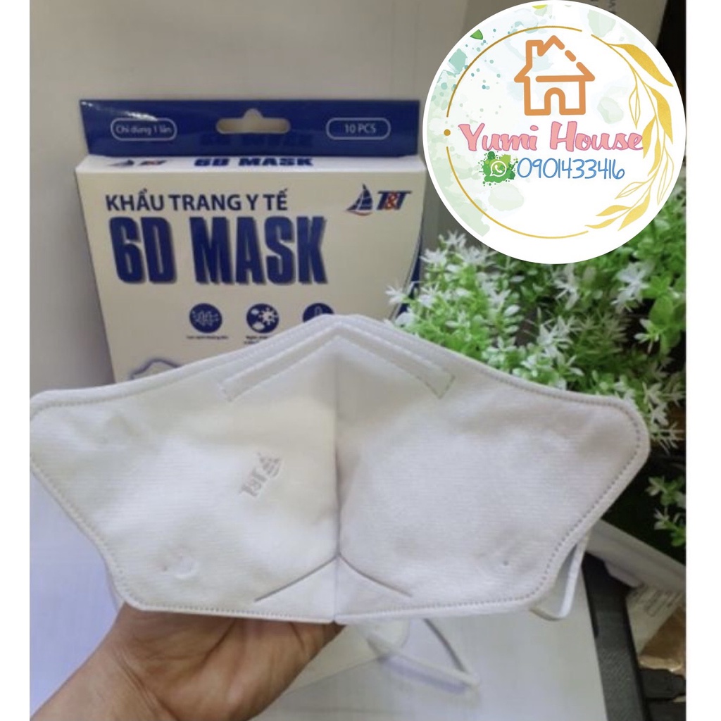 Khẩu trang y tế 6D MASK vải không dệt SMS Plus 3+ [ Hộp 10 chiếc ] - chính hãng T&amp;T MASK