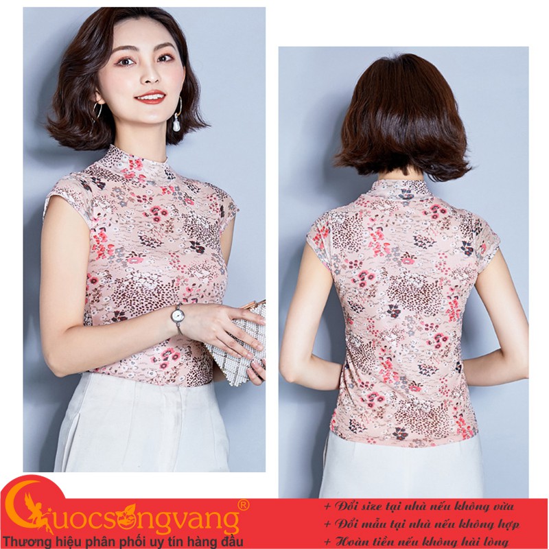 Áo thun lưới in hoa áo kiểu trong lót cotton GLA277 Cuocsongvang
