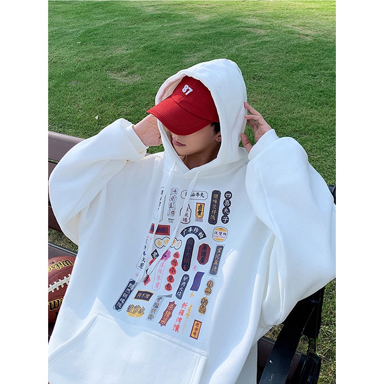 Áo Hoodie Cổ Tròn In Hình Vui Nhộn Phong Cách Harajuku Nhật Bản Cho Nam