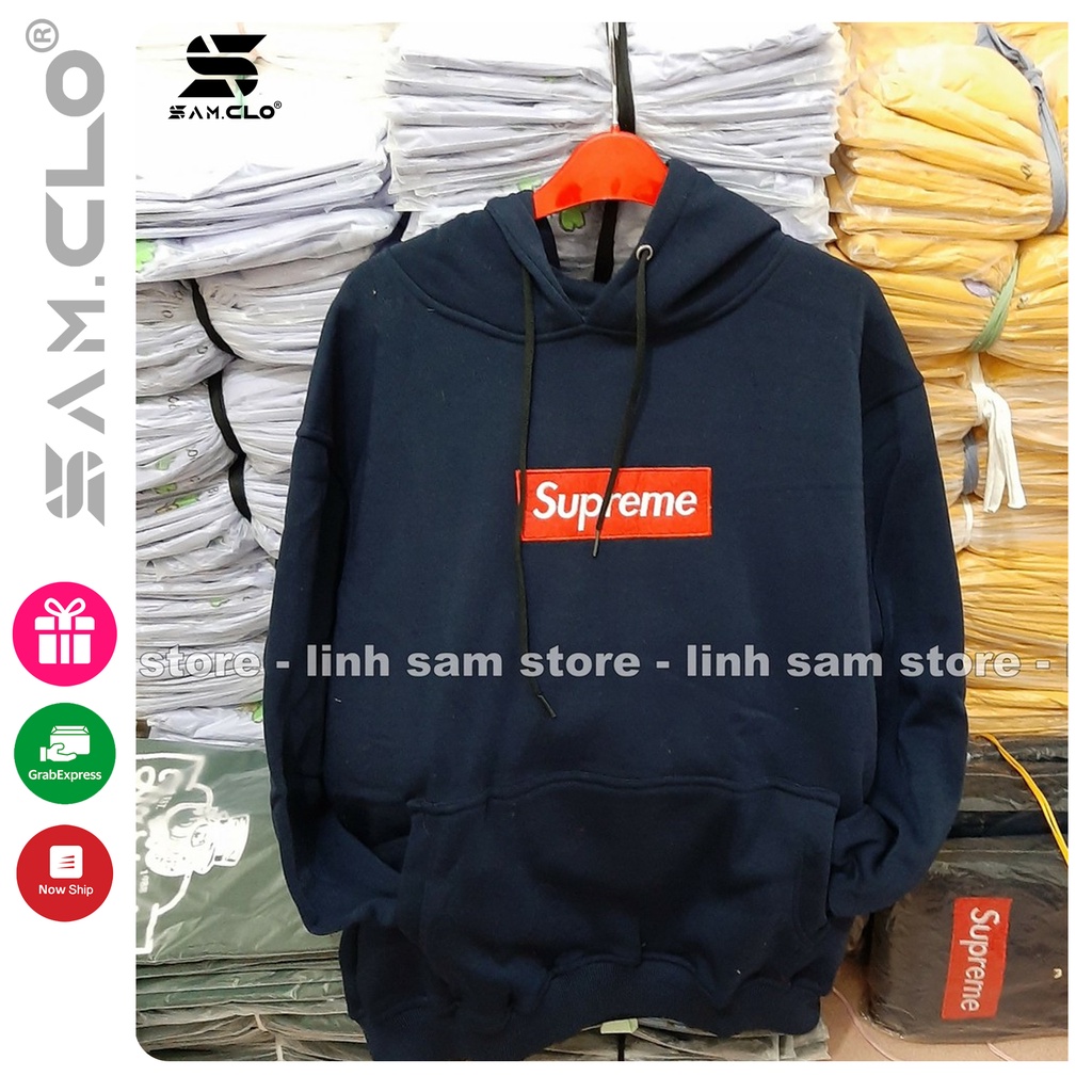 Áo khoác HOODIE nỉ ngoại có mũ freesize form rộng nam nữ unisex mặc cặp, nhóm, lớp in chữ SUPREM