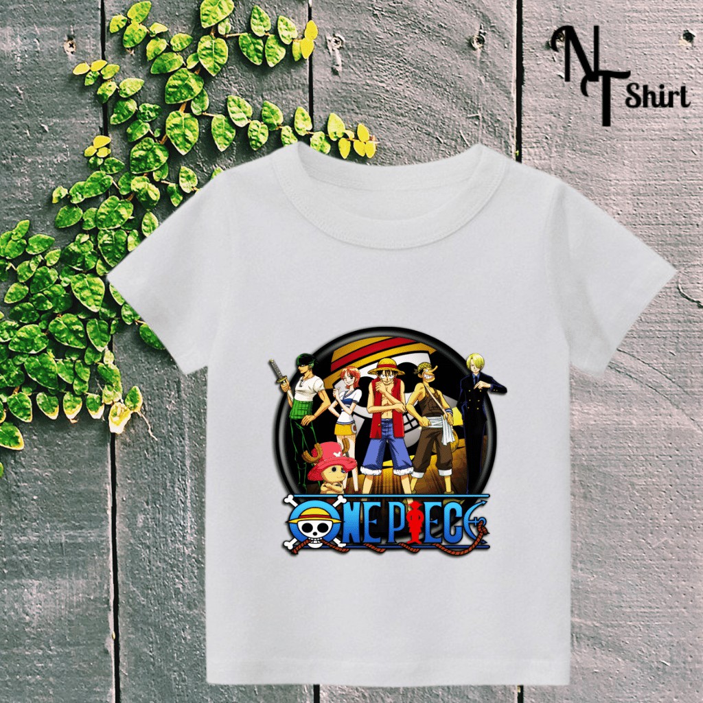 Áo phông trẻ em in hình One Piece Luffy, Áo cotton xịn mặc mát thoải mái hình chất lượng 05