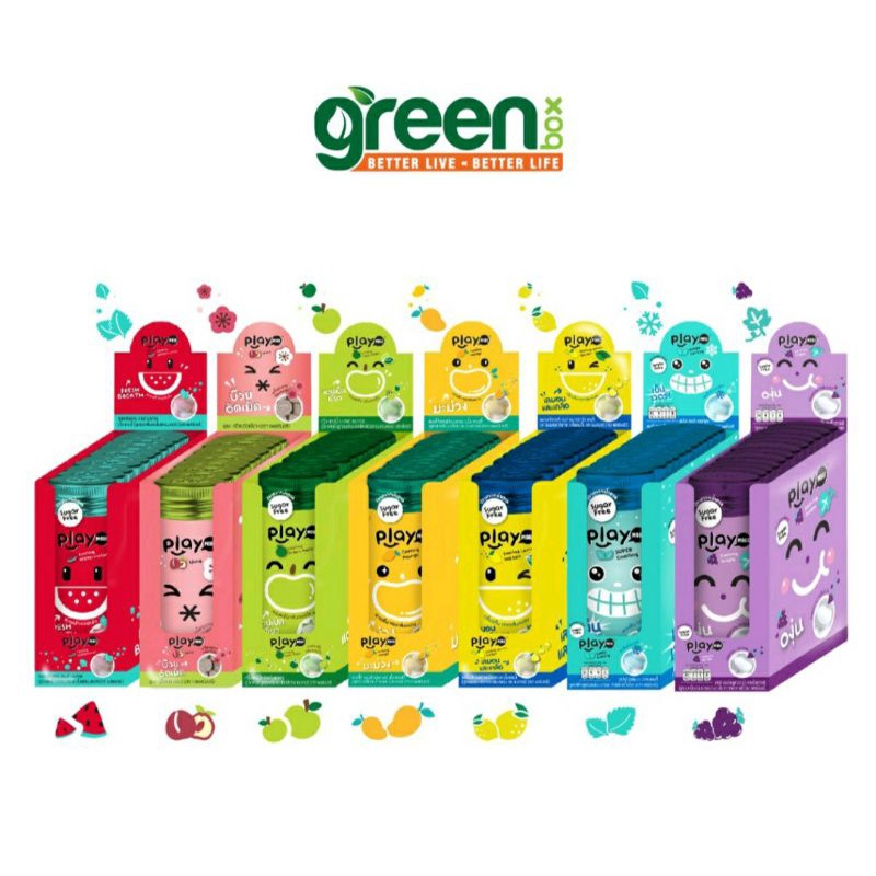 Hộp 12 gói 12g đủ vị kẹo PLAY MORE của Thái Lan