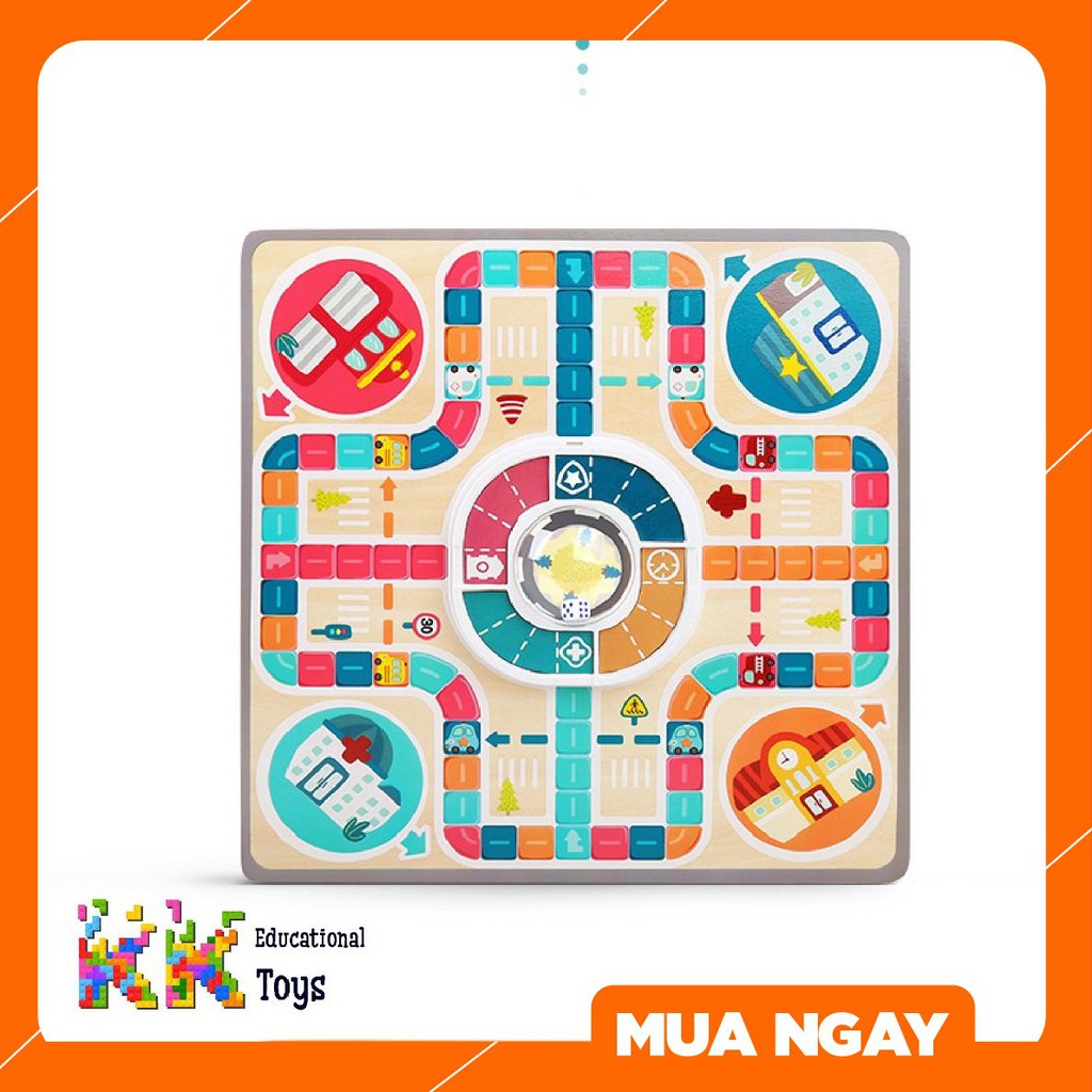 Trò chơi gia đình: Cờ bay gỗ về giao thông 2 trong 1 - Family games motown flying chess - KK store