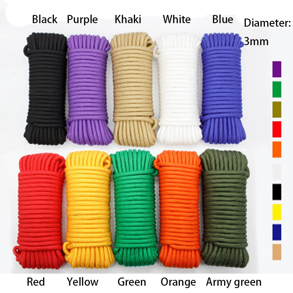 Dây dù cắm trại đường kính 3mm cao cấp 10 màu sắc 5/10/20m chuyên dụng