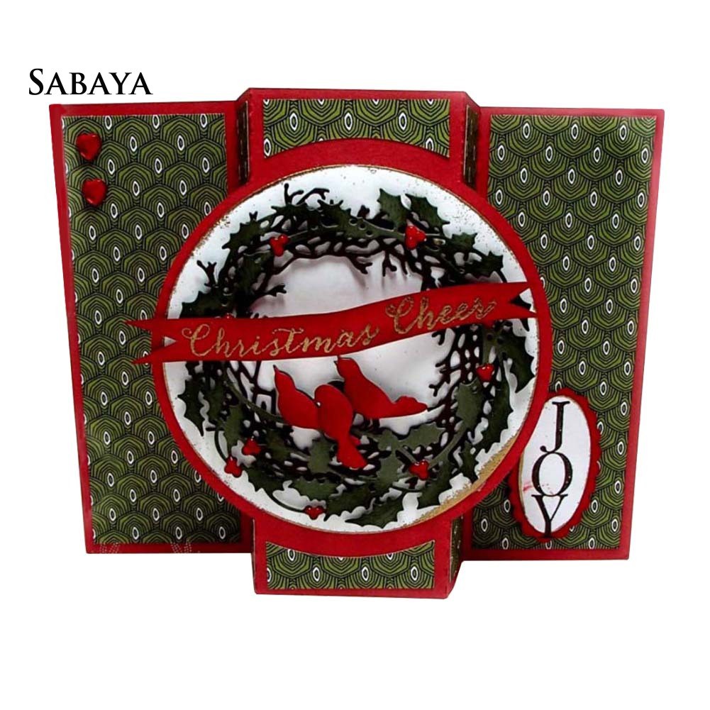 Khuôn cắt giấy làm từ kim loại hình vòng hoa và chú chim trang trí sổ lưu niệm