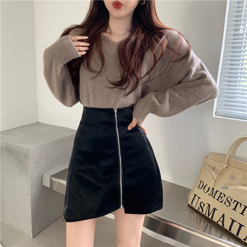 [SẴN ĐEN] VÁY CHỮ A KÉP KHÓA MẶT TRƯỚC ULZZANG | BigBuy360 - bigbuy360.vn