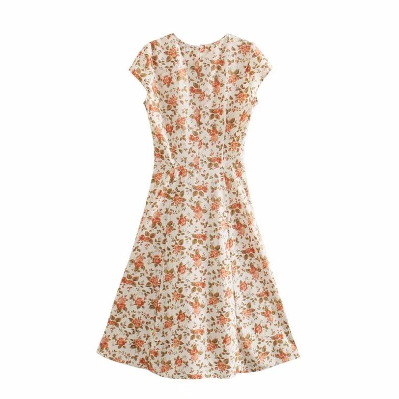 Zara Morocco full tag - Đầm Zara hoa nhí nâu cam xinh đẹp DH68ODG58N9 New