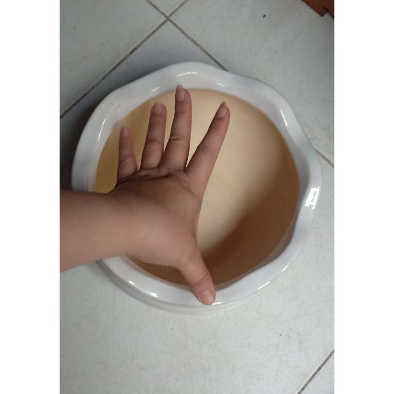 Chậu sứ trắng miệng bèo, KT: R23 x Cao14 x Đáy 14