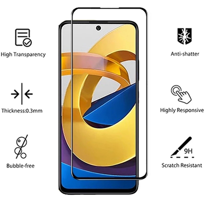 Kính cường lực 2 trong 1 bảo vệ ống kính máy ảnh cho Xiaomi Poco M4 Pro M3Pro Xiomi Poco M4 M3 X3 Pro