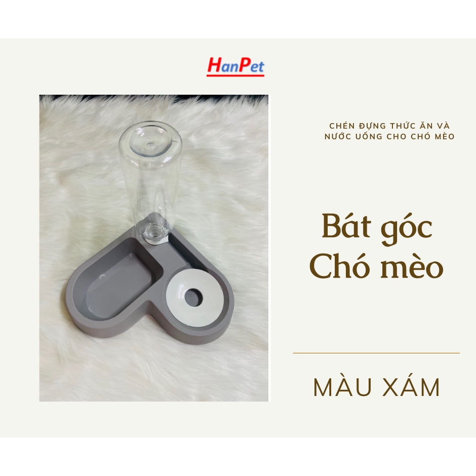 Bát Góc tường , bát tự động cho thú cưng , bát cho chó mèo ăn uống có kèm bình nước