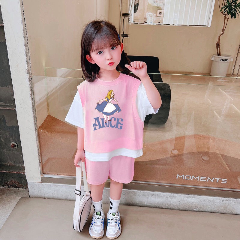 Hàng Mới Về Set Áo Thun Ngắn Tay Và Quần Short Thời Trang Mùa Hè Cho Bé Gái