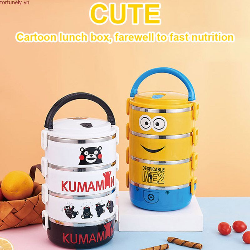 【Ready Stock】 Nhà Bếp 700Ml/Lò Vi Sóng Hộp Cơm Trưa Hoạt Hình Dễ Thương Chén Ăn Đựng Thức Ăn Giữ Trẻ Em Trẻ Em Học Văn Phòng Di Động hộp Đựng Bento