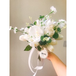 [NOWSHIP]- BÓ HOA CẦM TAY CÔ DÂU HOA TULIP HOA LAN HỒ ĐIỆP