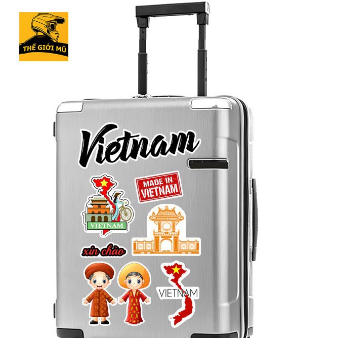 Sticker Việt Nam, Sticker dán mũ bảo hiểm, vali, laptop, điện thoại, sách vở chống nước