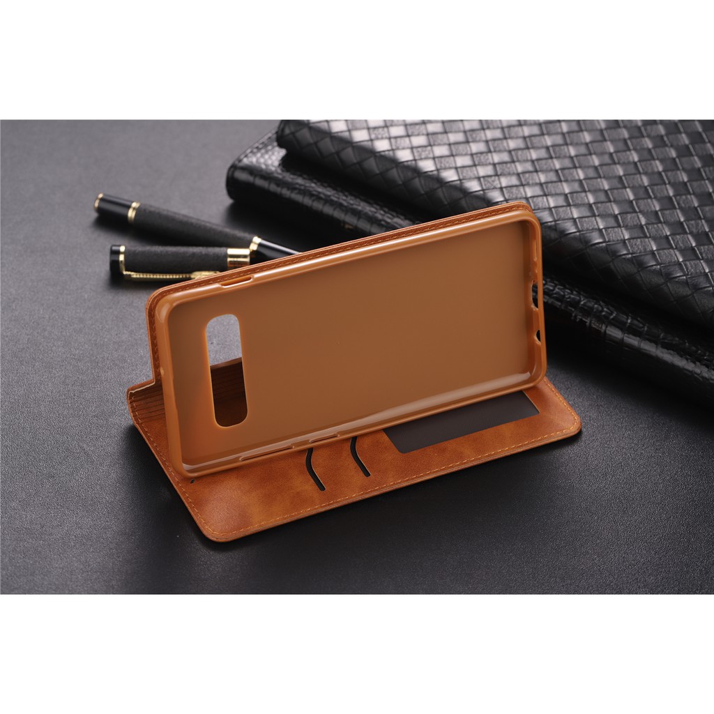 Bao da điện thoại kèm khe đựng thẻ phong cách retro dành cho Samsung S10 5G S10+ Plus S10e S10
