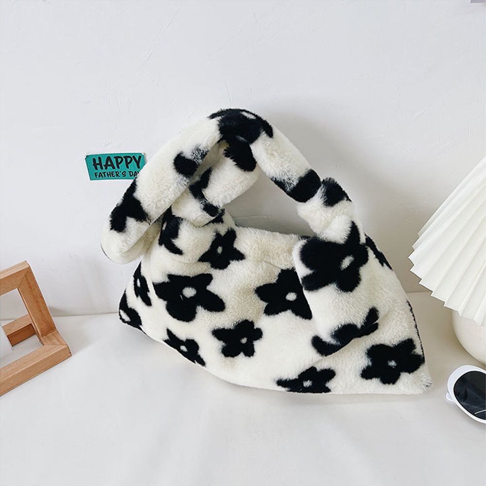 Túi xách lông nhung họa tiết trái tim / hoa nhiều màu sắc tùy chọn thời trang thu đông cho nữ