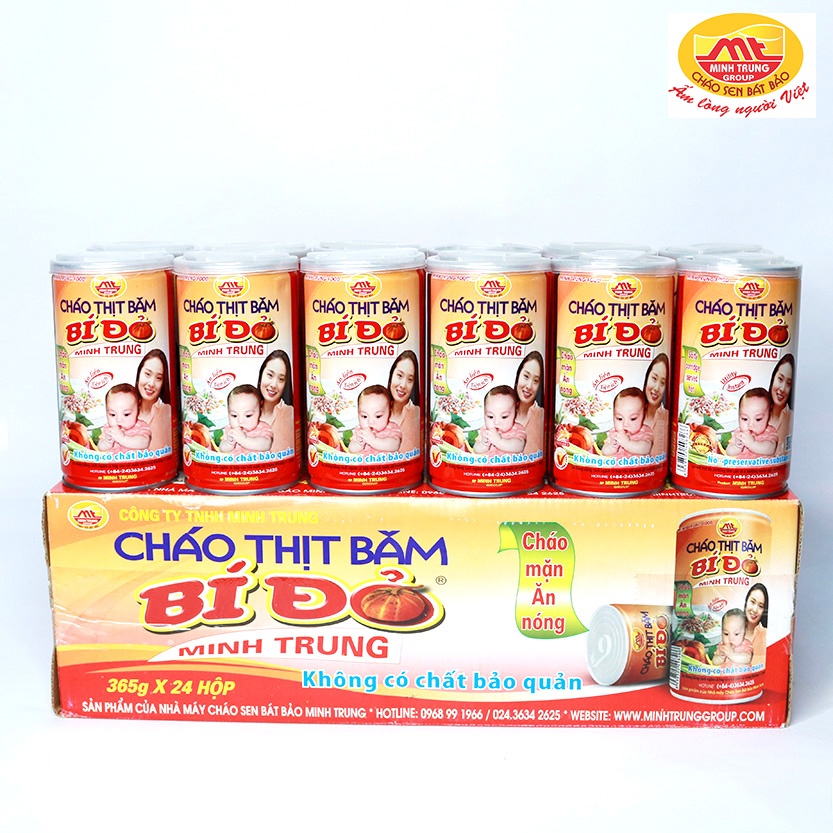 Cháo thịt băm bí đỏ ăn liền Minh Trung 1 thùng 24 lon - CHAOTHITBAMBIDO 24