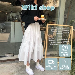 Chân váy von nữ xòe 3 tầng vintage trắng đen VV12
