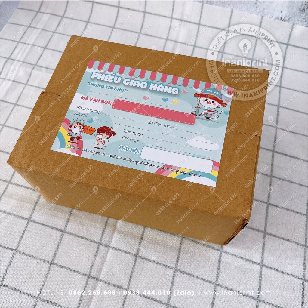 Phiếu Ship Hàng, Phiếu Giao Hàng, Giấy Ghi Mã Vận Đơn, Giấy Giao Hàng - Kích Thước 14cm x 10cm - Có Keo Mặt Sau