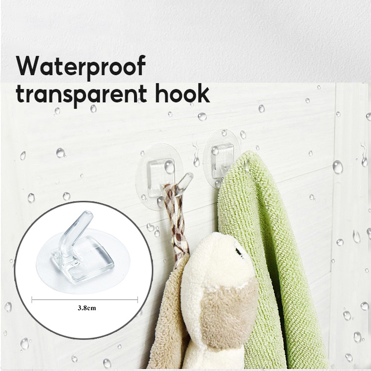 Móc treo đồ dán tường bằng nhựa trong suốt có thể tái sử dụng tiện lợi