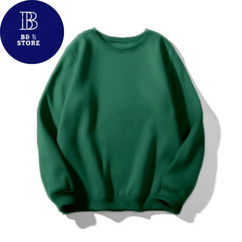 Áo sweater trơn nam nữ form rộng, áo tay dài unisex nỉ bông dày mềm mịn