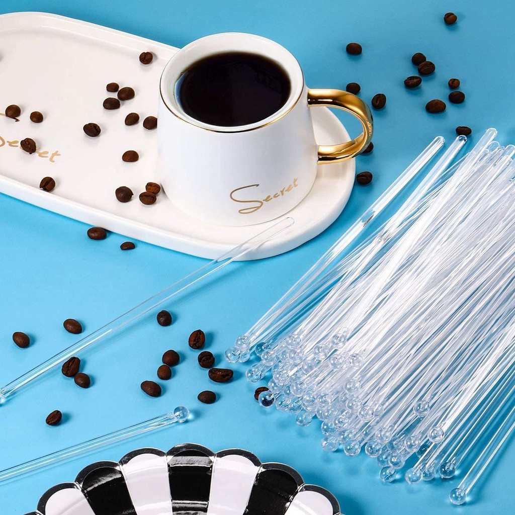 Set 100 Que Khuấy Cà Phê Bằng Nhựa Trong Suốt Dùng Một Lần Tiện Dụng