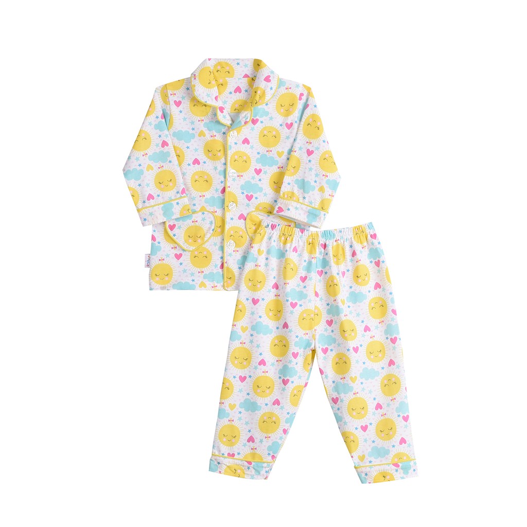 Bộ Pyjamas dài bé gái bông ngẫu nhiên BA0263 HELLO B&amp;B- HELLO BB