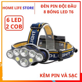 Đèn pin, đèn đội đầu 8 bóng led siêu sáng