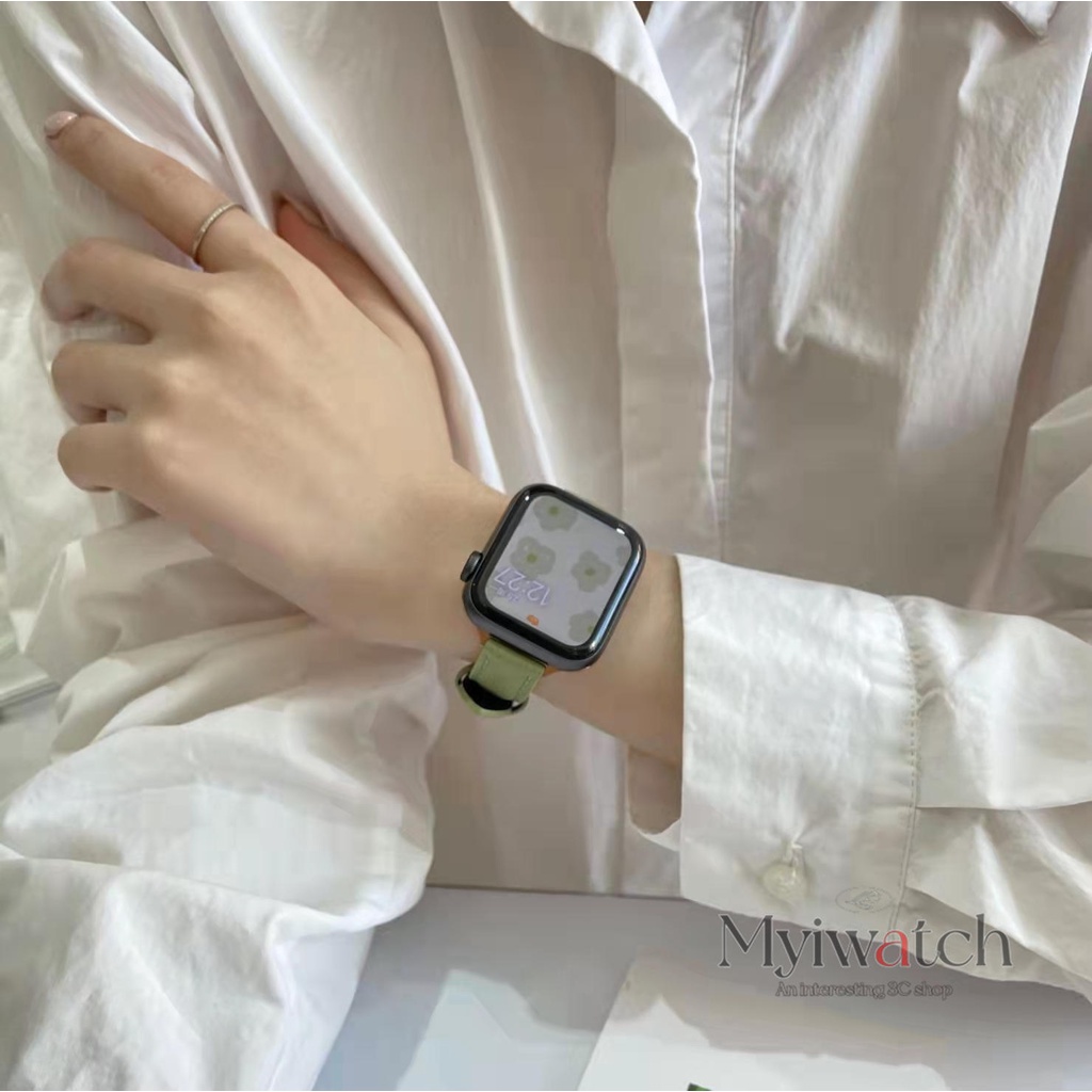 Dây đeo bằng da 40mm 44mm 45mm thích hợp cho apple iwatch series 7 6 5 se 4 3 2 38mm 42mm 41mm