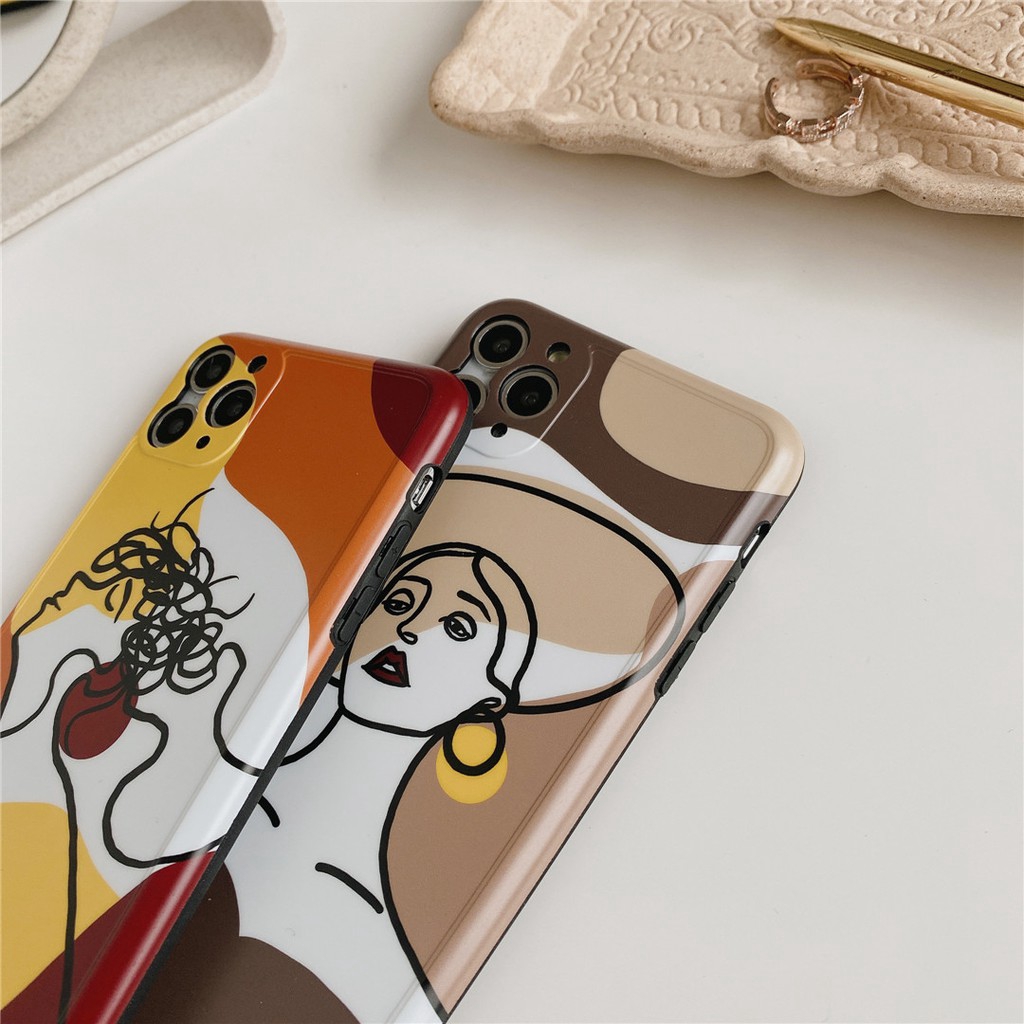 Soft Plastic Phone Cases Cute Couple cartoon Art girl Case suitable for iPhone11 PRO MAX 7/8plus SE2020 X/XS XR XSMAX
