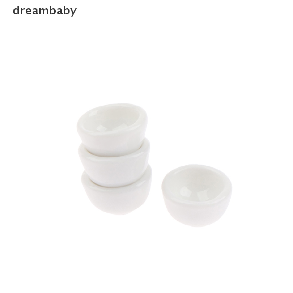 Set 4 Chén Sứ Màu Trắng Tỉ Lệ 1: 12 Dùng Trang Trí Nhà Búp Bê