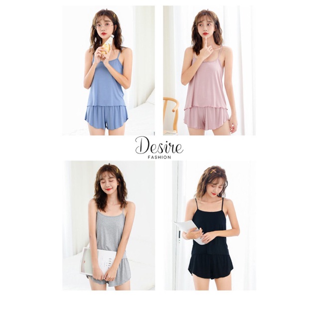 [Video thật] Đồ bộ hai dây thun cotton mềm mịn mặc nhà gợi cảm Desire DBN-0023