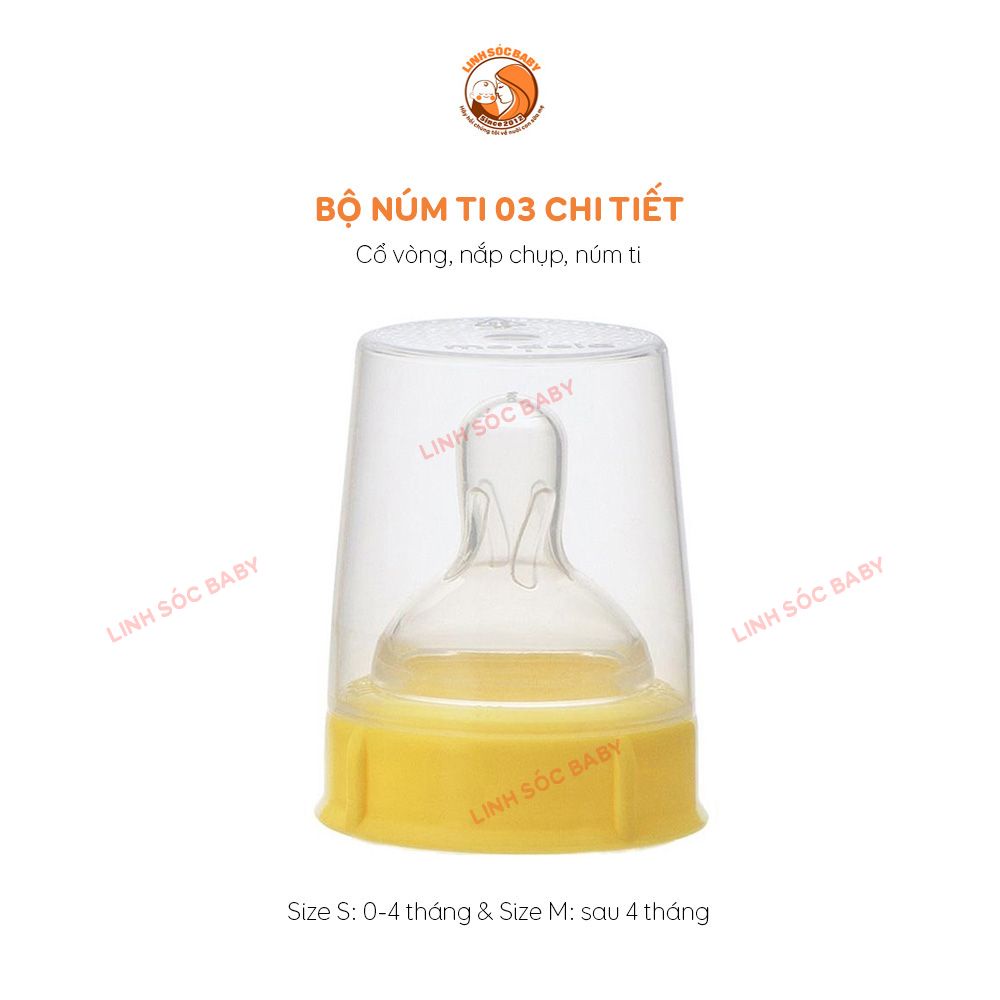 Bộ núm ti Medela chính hãng, cho trẻ 0-6 và trên 6 tháng,  dùng với bình Medela, Mama's Choice, Spectra cổ hẹp, Unimom