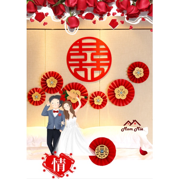 [MỚI] Set trang trí phông nền đám cưới vải nỉ đỏ thắm, tinh xảo, nổi bật - LD019