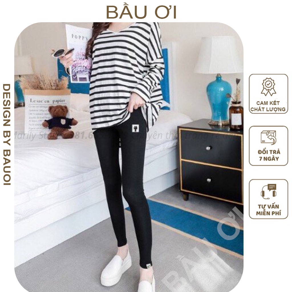 [BAUOII Q08] QUẦN LEGGING BẦU LÓT LÔNG HÌNH MÈO SIÊU ẤM THOÁNG KHÍ TÔN DÁNG CÓ CHUN CHỈNH BỤNG - QUẦN BẦU THU ĐÔNG ĐẸP