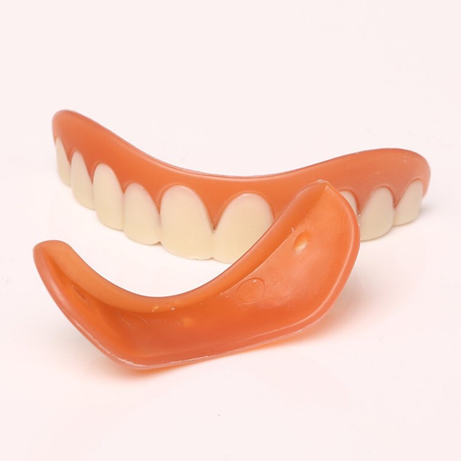 Răng giả hàm trên và dưới bằng silicon mô phỏng làm trắng ngay tức thì kèm phụ kiện