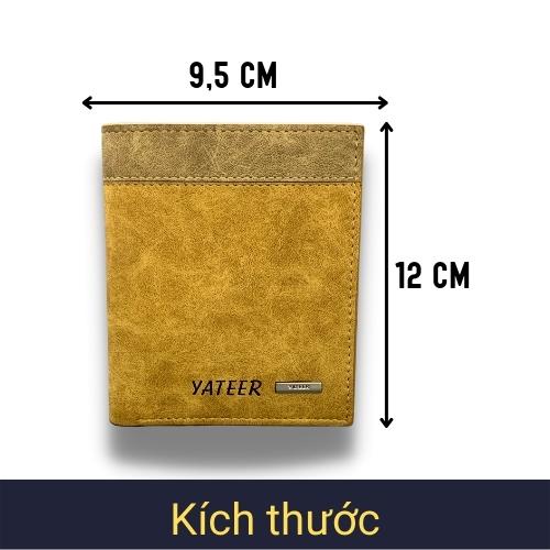 Ví Đứng Nam Gập Đôi Màu Rêu Cao Cấp, Bóp Da Nam Gập 2 Ngăn To - V201