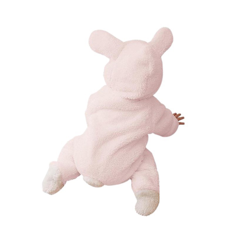 Áo liền quần chất liệu cotton có nón phối tay dài thiết kế hình động vật đáng yêu cho bé