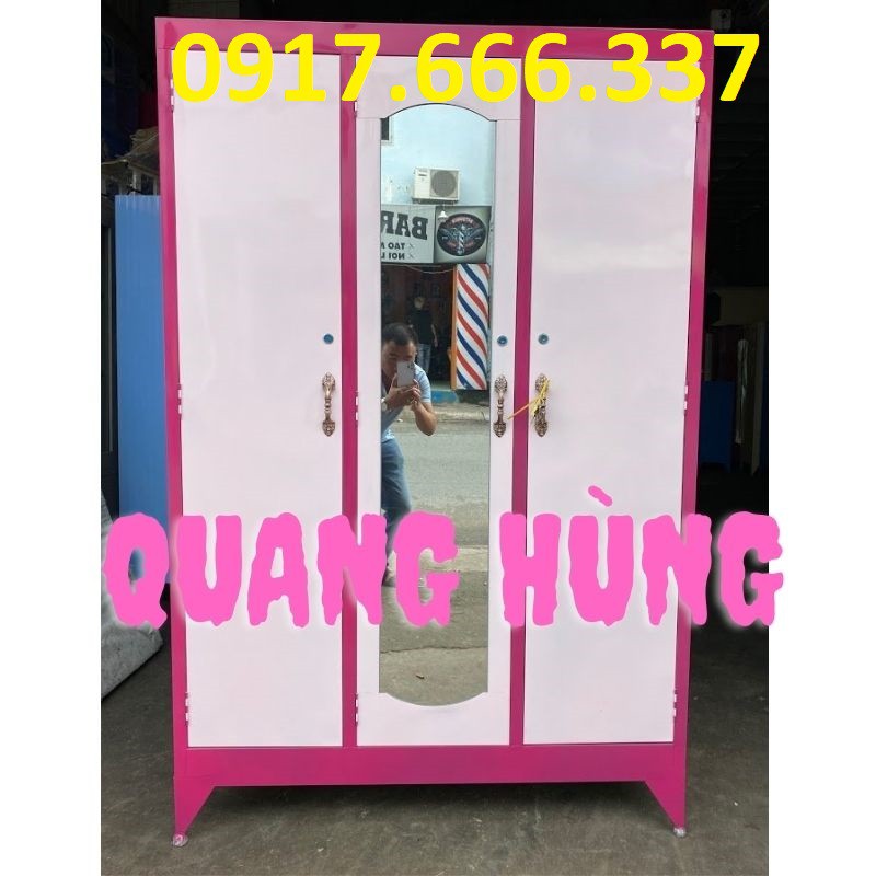 Tủ sắt đựng quần áo 3 cánh 1m8x1m2  sơn dầu giá rẻ