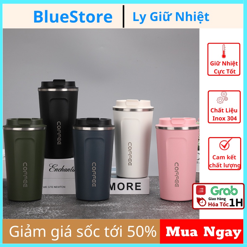 Ly Cốc giữ nhiệt inox 304 cute, bình giữ nhiệt mini Coffee cao cấp cầm tay dung tích 380ml/510ml